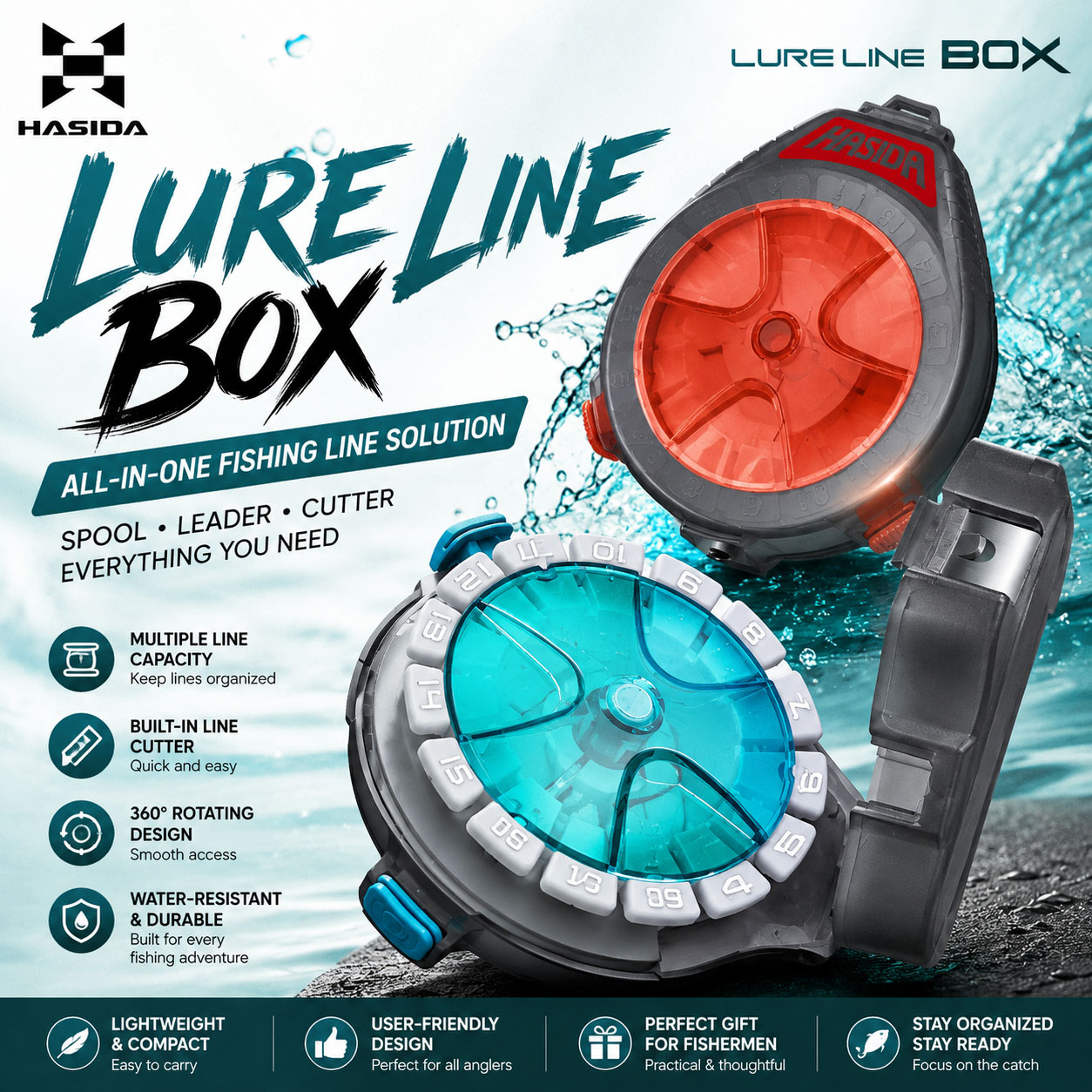 Leader Line - Scatola per lenza da pesca HASIDA